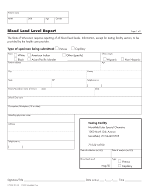 Wisconsin Blood Lead Level Report