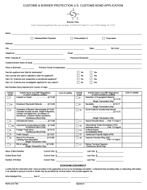 US Customs Bond Application