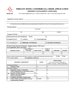 Fidelity Bond Application for Property Management Companies