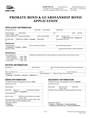 Probate Bond & Guardianship Bond Application