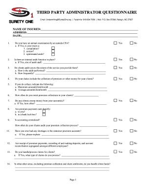 Third Party Administrator Questionnaire