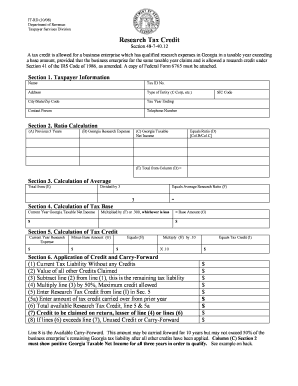 Georgia Research Tax Credit Form IT-RD