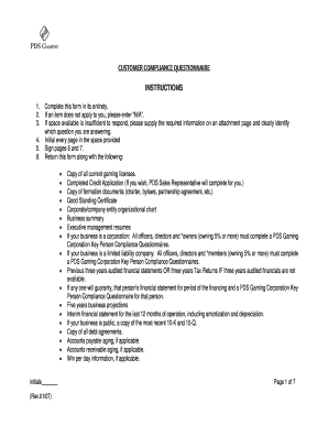 Customer Compliance Questionnaire