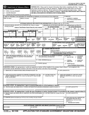 US Government Headstone Application
