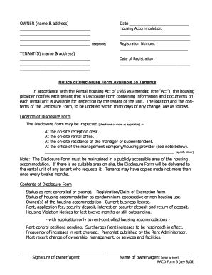 Housing Accommodation Disclosure Form