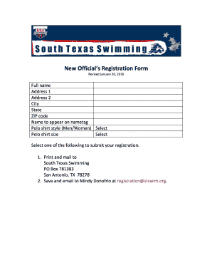 New Officials Registration Form - stswim