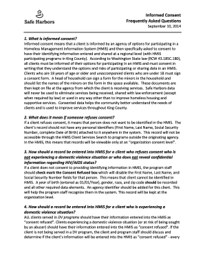 Fillable Online safeharbors Informed Consent Frequently Asked Questions ...