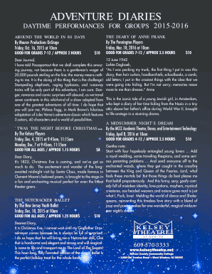 Theatre Performance Order Form