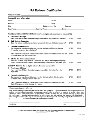 IRA Rollover Certification Form