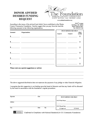 Donor Advised Funding Request