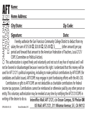 AFT/COPE Salary Deduction Authorization Form