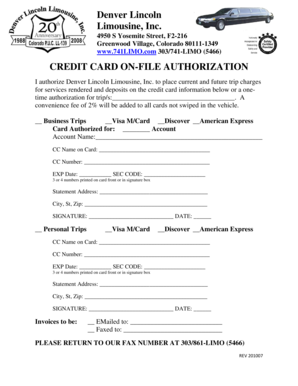 Credit Card Authorization Form