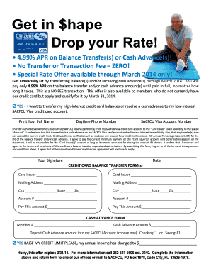 Credit Card Balance Transfer Form