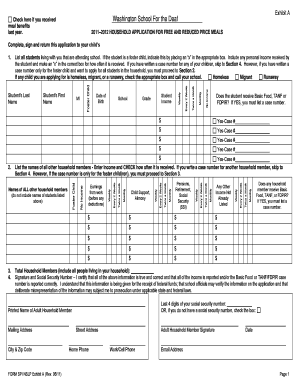 Household Application for Free and Reduced Price Meals
