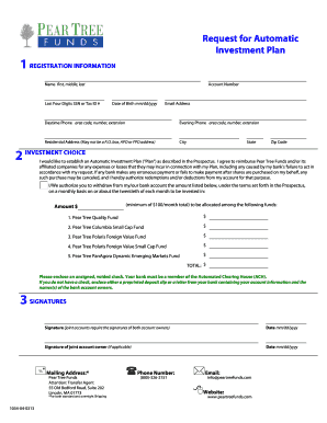 Automatic Investment Plan Registration Form