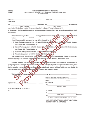 Florida Motor Fuel Tax Surety Bond
