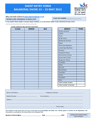 Sheep Entry Form