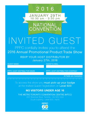 2016 Annual Promotional Product Trade Show Invitation