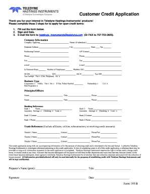 Customer Credit Application Form