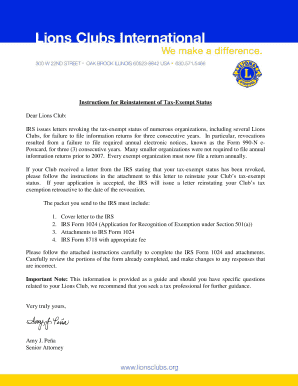 Instructions for Reinstatement of Tax-Exempt Status