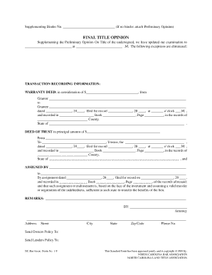 Final Title Opinion Supplement