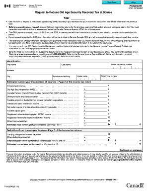 Request to Reduce Old Age Security Recovery Tax at Source