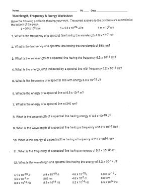Wavelength And Frequency Worksheet - Fill and Sign Printable Template Online