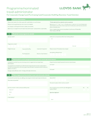 Lloyds Bank Programme Administrator Form