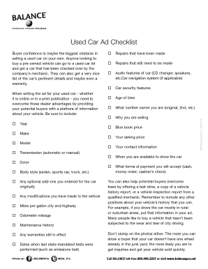 Used Car Ad Checklist