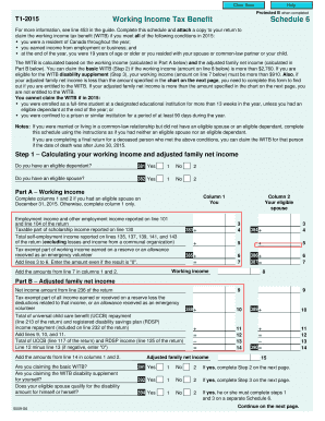 Canada Working Income Tax Benefit Schedule 6