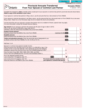 Ontario Spousal Amounts Transfer Form