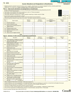 T3 Schedule 9 Income Allocations to Beneficiaries