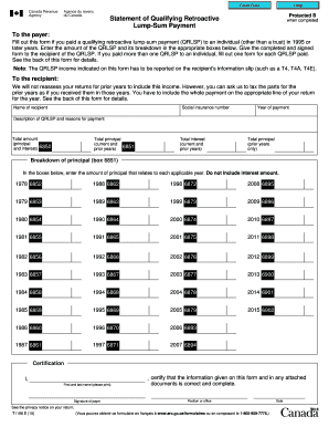 Statement of Qualifying Retroactive Lump-Sum Payment