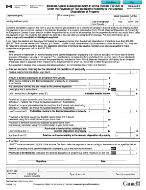 Canada Emigrant Deferred Tax Election Form