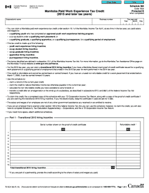 Manitoba Paid Work Experience Tax Credit Form