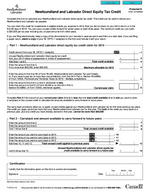 Newfoundland and Labrador Direct Equity Tax Credit Form