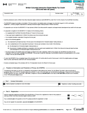 British Columbia Interactive Digital Media Tax Credit Form