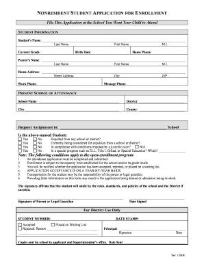 Nonresident Student Application for Enrollment