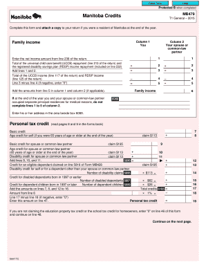 Manitoba Credits MB479 Form