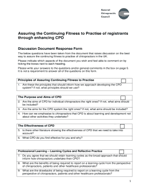 Chiropractic CPD Discussion Response Form