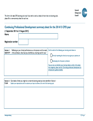 Continuing Professional Development Summary Sheet