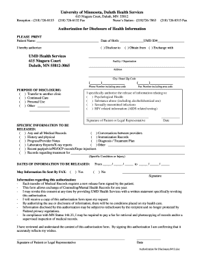 Authorization for Disclosure of Health Information