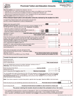 Prince Edward Island Tuition and Education Amounts Schedule