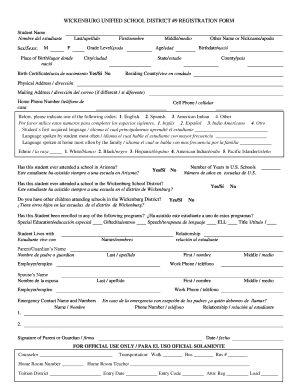 Wickenburg School District Registration Form