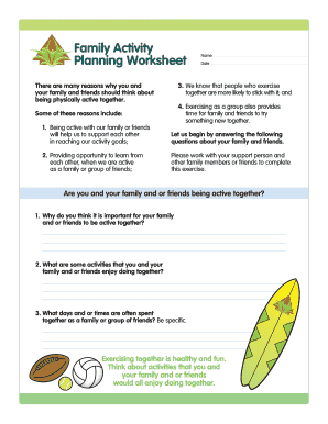 Family Activity Planning Worksheet