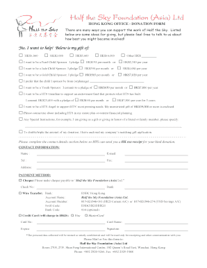 Half the Sky Foundation Donation Form