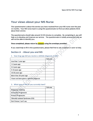 MS Nurse Service Feedback Questionnaire