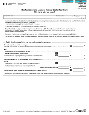 Newfoundland and Labrador Venture Capital Tax Credit Form