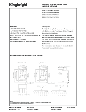 56INCH) SINGLE DIGIT NUMERIC DISPLAYS SA5611EWA/SRWA/YWA/GWA SC5611EWA/SRWA/YWA/GWA SA5621EWA/SRWA/YWA/GWA SC5621EWA/SRWA/YWA/GWA Features