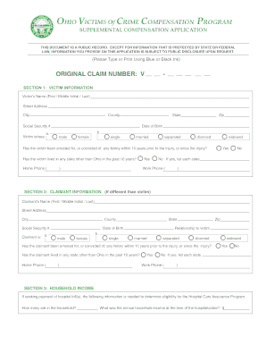 Ohio Victims of Crime Compensation Program Application